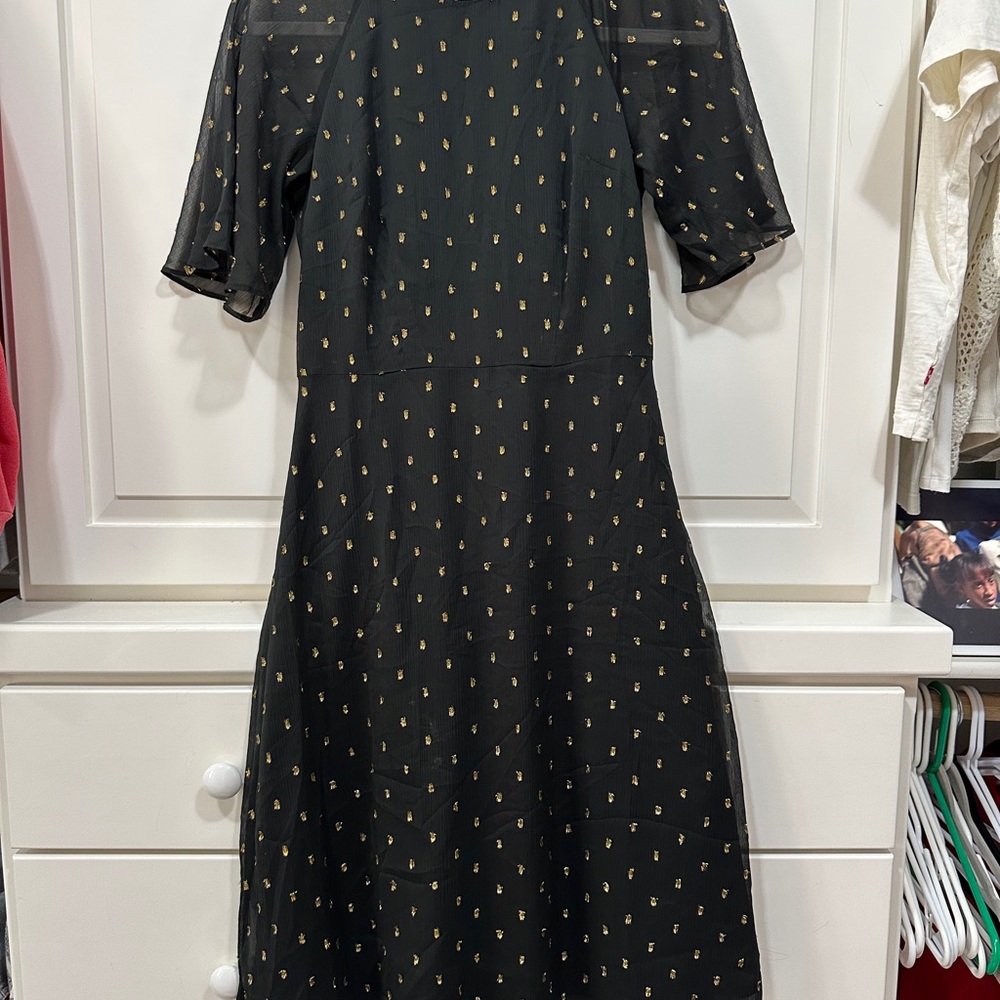 Ann Taylor Black A-line Dress with 3/4 Sleeves